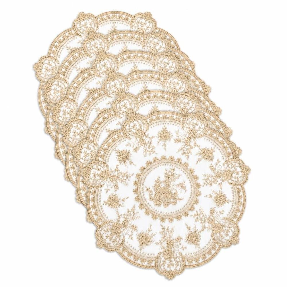 1/2/6pcs Flower Embroidery Lace Tablemats Round Vase Table Lamp Pad Home Decor