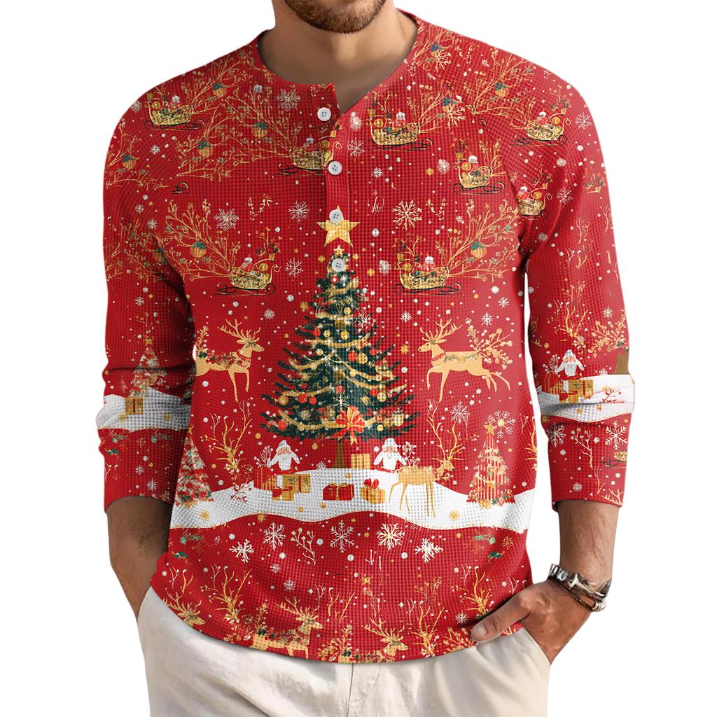 Мужской свободный повседневный топ с длинным рукавом и воротником на пуговицах