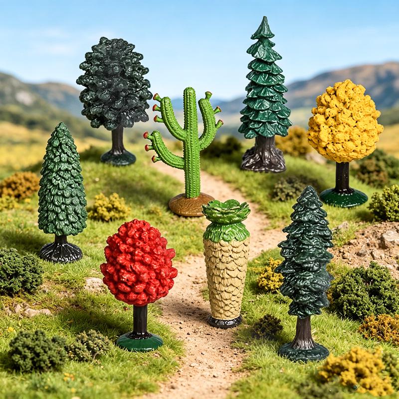 International Tree Simulation Toy Set: Cactus, Juniper, Yellow Maple, Redwood, Elm, Pine, Red Maple