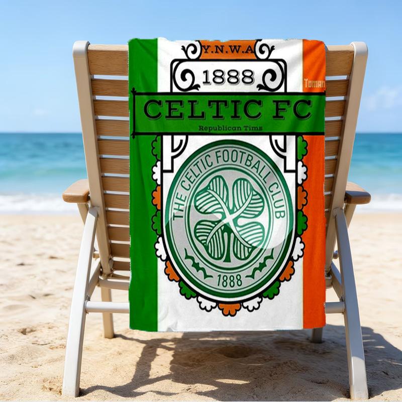 Cel-tic Football Club Crest Printed Beach Towel, Super Soft Microfiber, Perfect Gift Birthday, for Pool, Beach, Travel, for family and friends
