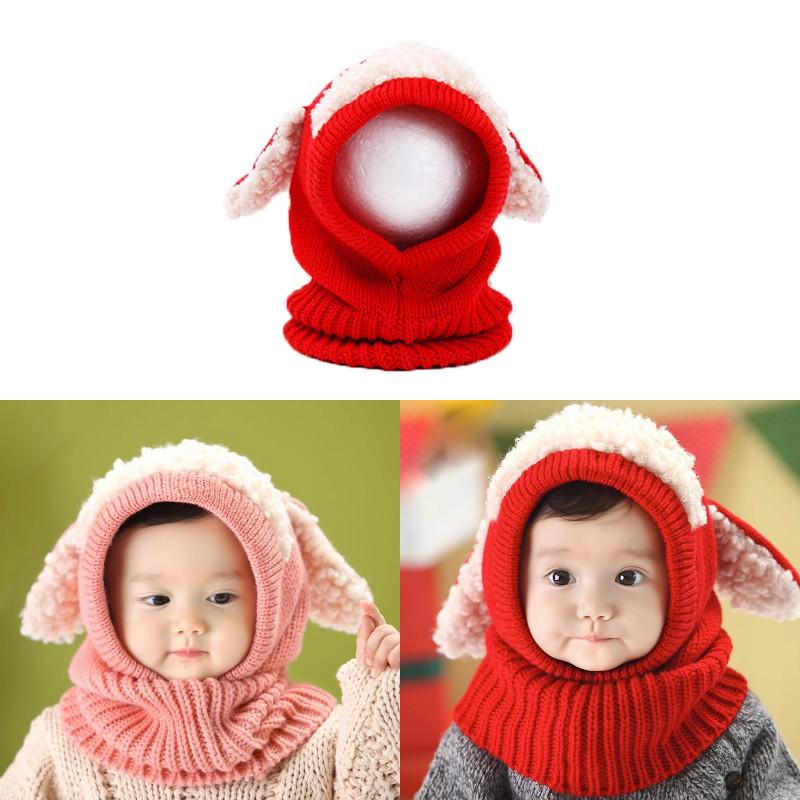 Toddler Knit Cap With Cute Dog Pattern For Kids Winter Warmth And Wind Resistance