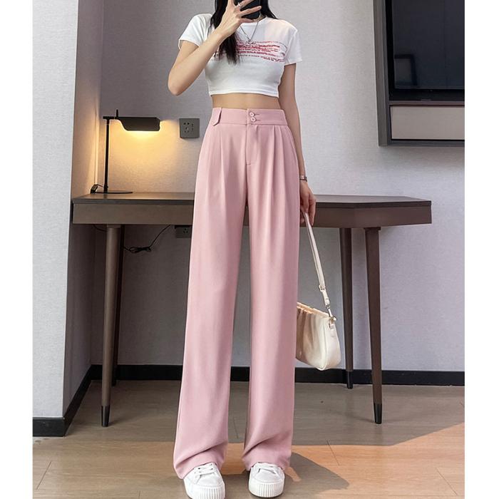 Лето-осень Широкие брюки с эластичной резинкой и высокой талией Свободные прямые повседневные брюки Женские уличные черные брюки Харадзюку Женские брюки