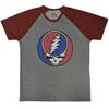Grateful Dead Unisex Adult Steal Your Face Classic Cotton Raglan T-Shirt