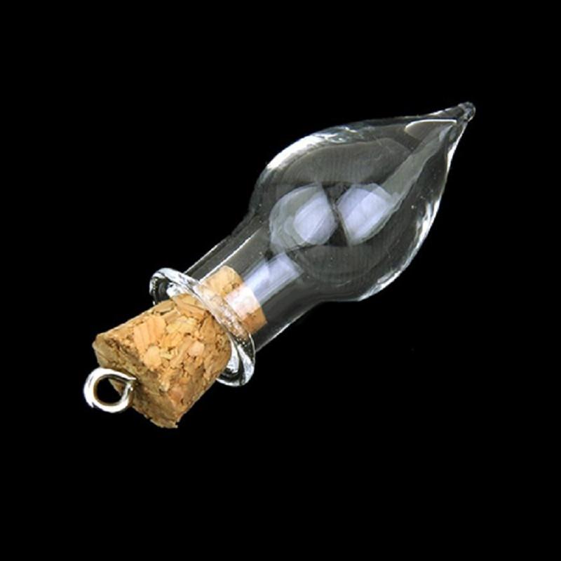 10Pcs Fashion Women Pendants Necklaces Tear Drop Glass Bottles with Cork Top DIY Pendants Wishing Bottles Jars