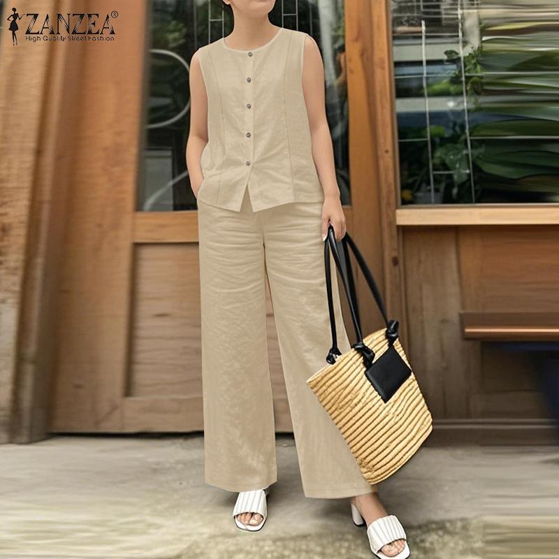 ZANZEA Женские повседневные комплекты из двух частей: майки без рукавов и брюки