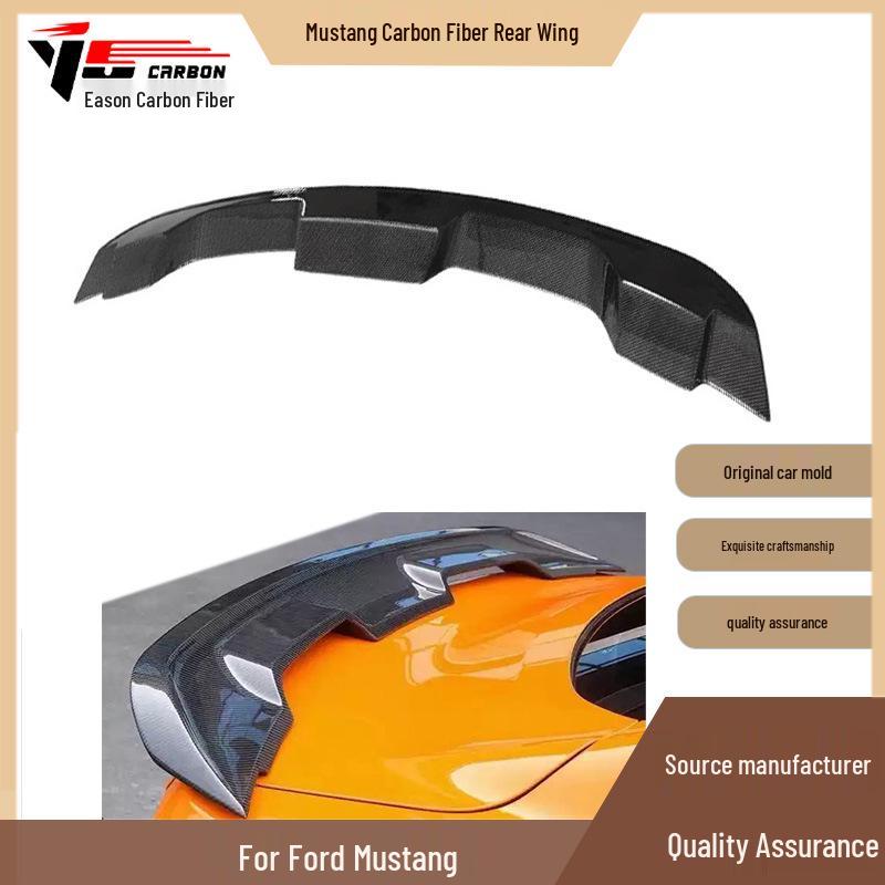 Mustang Carbon Fiber Rear Spoiler Tail Lip, Fits 2015 and Newer Models.