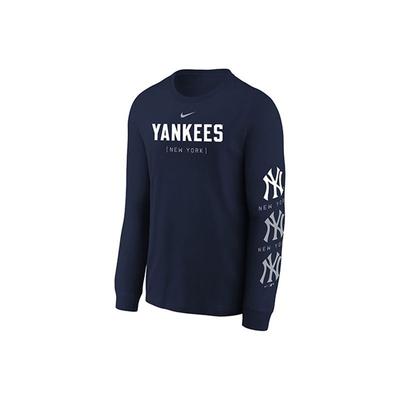Nike X Mlb New York Yankees Логотип Буквы Принт Круглый Вырез Пуловер Повседневный Длинный Рукав Толстовка Детская Толстовка Темно-Синий 3Z3B7NMBZ-NYY
