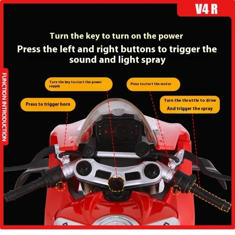 Для Ducati V4s Эффект дыма при запуске зажигания 1:6 Панигале сплав мотоцикл модель симуляции большой декоративный элемент