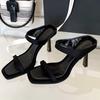 Fashion High Quality Square Toe Narrow Band Women Sandals Summer Sexy Open Toe Thin Heel Slide Sandals Fashion Comfortable Designer Shoe