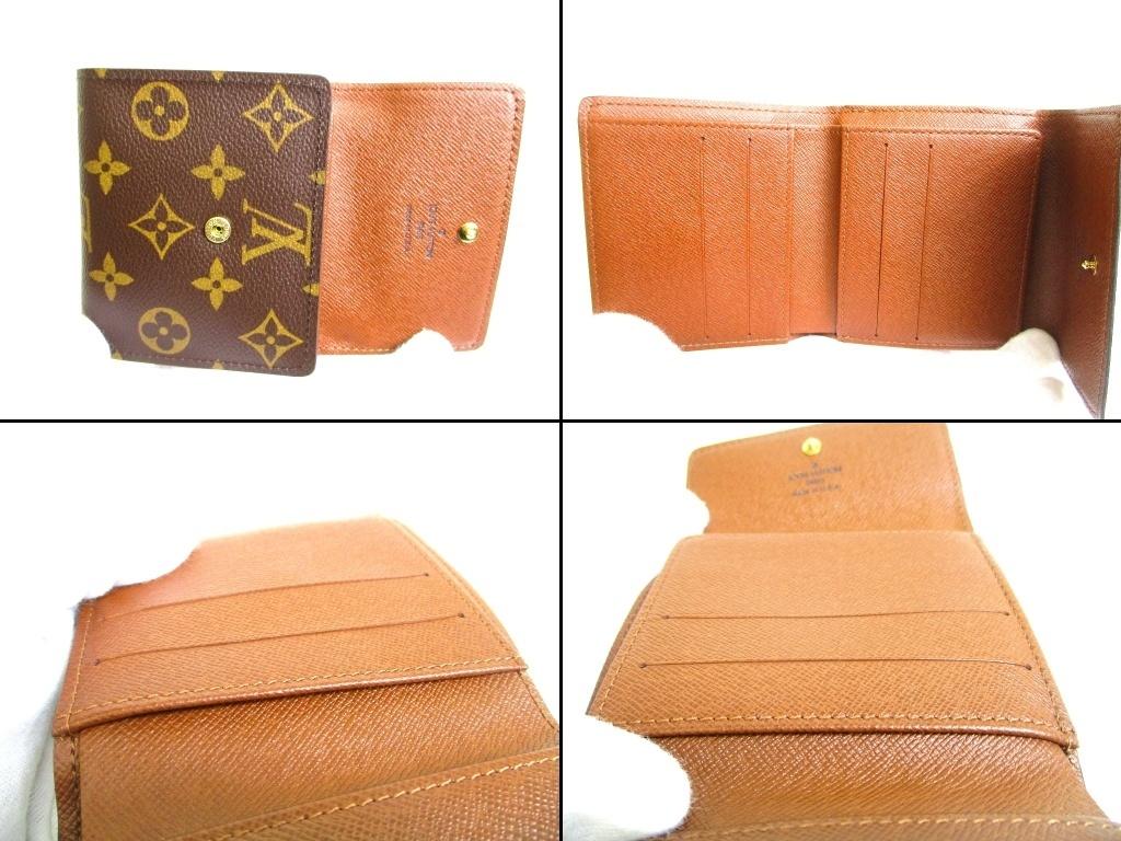 Authentic LOUIS VUITTON Monogram Brown Leather Bifold Wallet Compact Wallet #b124 Open box
