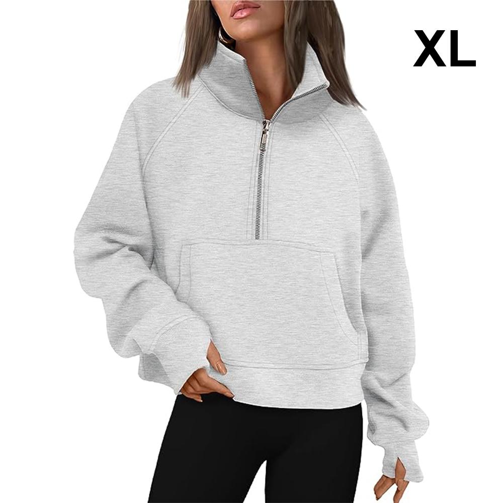 Женские толстовки на молнии, укороченный пуловер, флисовые толстовки на молнии на четверть, осенняя одежда, одежда с отверстием для большого пальца