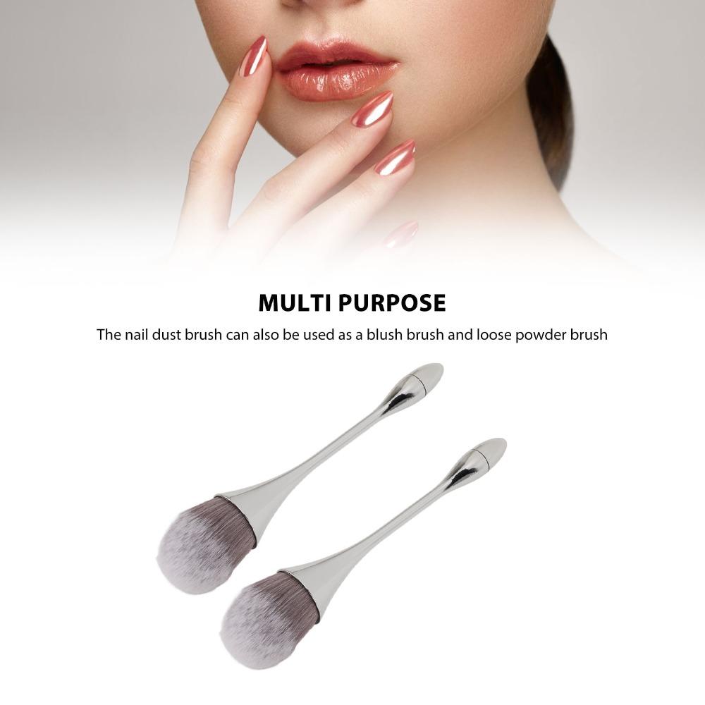 2pcs Soft Bristles Nail Art Powder Brush Ergonomic Handle Powder Remover Brush Nail Art Application