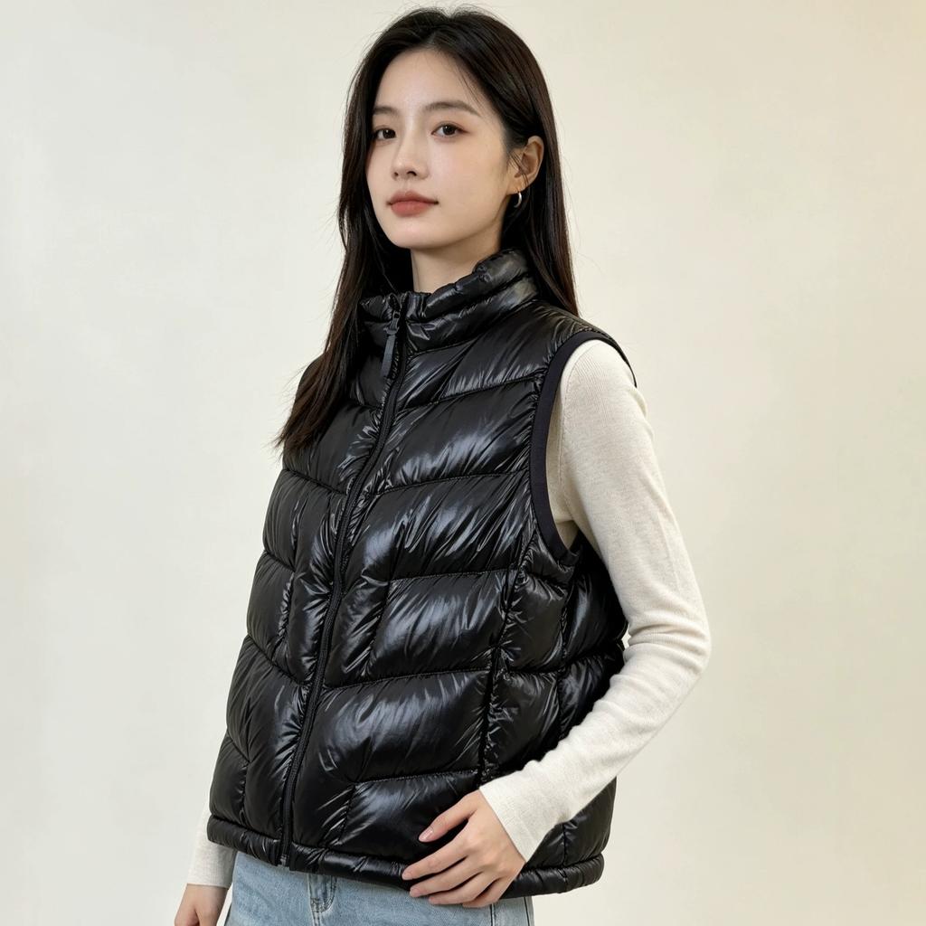High-end% white goose down~ autumn and winter light down vest thin ultra-light stand-up collar down vest new