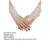 1 Pair Women Prom Gloves See-through Lace Flower Pattern Faux Pearl Decor Fingerless