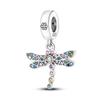 925 Silver Insects Series Colorful Zircon Dragonfly Flower Bee Butterfly Beads Fit Original  Charms Bracelet Fine Jewelry