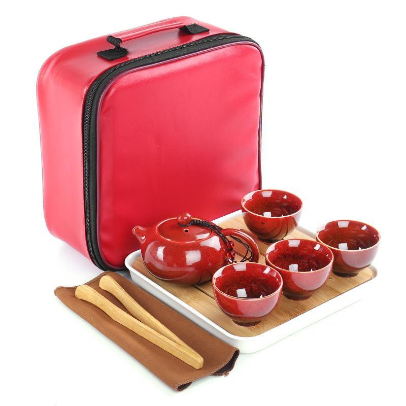 С дорожной сумкой 4 чашки китайский чайный сервиз кунг-фу дорожный набор керамический портативный чайник фарфоровый чайный сервиз гайвань чайные чашки чайный инструмент
