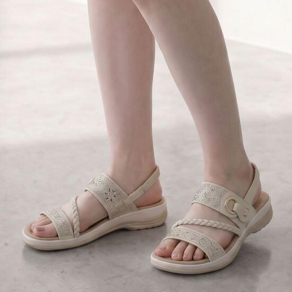 Desire Rose Women Back Banded Cubic Strap Sandals 3.5cm