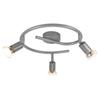 Plafonnier 3 Spots Orientables NETTLIFE - GU10 9W, Métal Gris, ampoule non fournie, pour Salon, Chambre, Cuisine, Couloir, Bureau