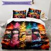 Demon Slayer 3pcs Bedding Set Duvet Cover Closure Includes 1 Duvet Cover & 2 Pillowcases for All Seasons Bedroom Home Dorm Decor