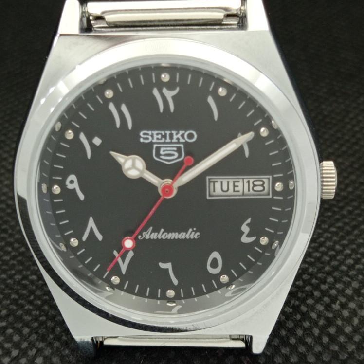 ВОССТАНОВЛЕННЫЕ ВИНТАЖНЫЕ SEIKO 5 AUTO 6309A ЯПОНИЯ МУЖСКИЕ АРАБСКИЕ ЧЕРНЫЕ ЧАСЫ a298957-2