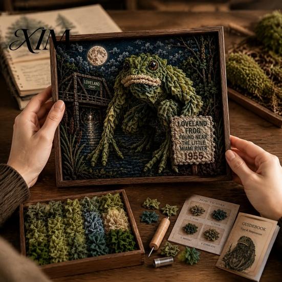 Stress Relief Handmade Hobbies 3D DIY Fabric Poke Art Kit, Creative Craft Set, Fantasy Forest Projects Animals Pressing Kit for Adults Beginners,