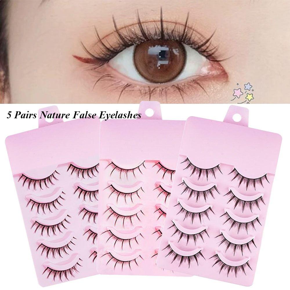 5 пар натуральных ресниц «рыбий хвост» в стиле манга, черные ресницы в стиле аниме, высококачественные накладные ресницы