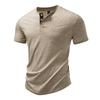Men's Summer Solid Color Pocket T-Shirts Button Henry Collar Casual Daily Office Short Sleeve Top Tees Hip Hop Streetwear Tee