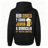 Смешная мужская толстовка с принтом испанского пива Bebo Cerveza Y Como Jamon, повседневная толстовка с капюшоном, мужской подарок