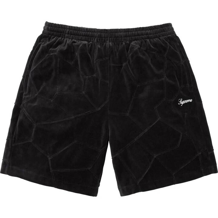 Supreme Пэчворк Велюровый Короткий Черный