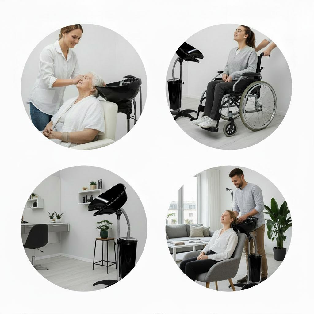 Portable Hairdressing Washer on a Stand, Adjustable, Mobile + Tank