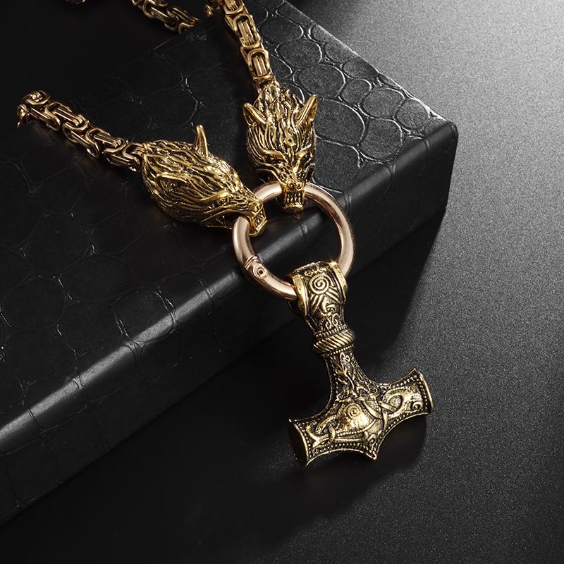 Винтажное ожерелье с головой волка для мужчин, тяжелая византийская цепочка, ожерелье высокого качества, ювелирное изделие, амулет, подарок