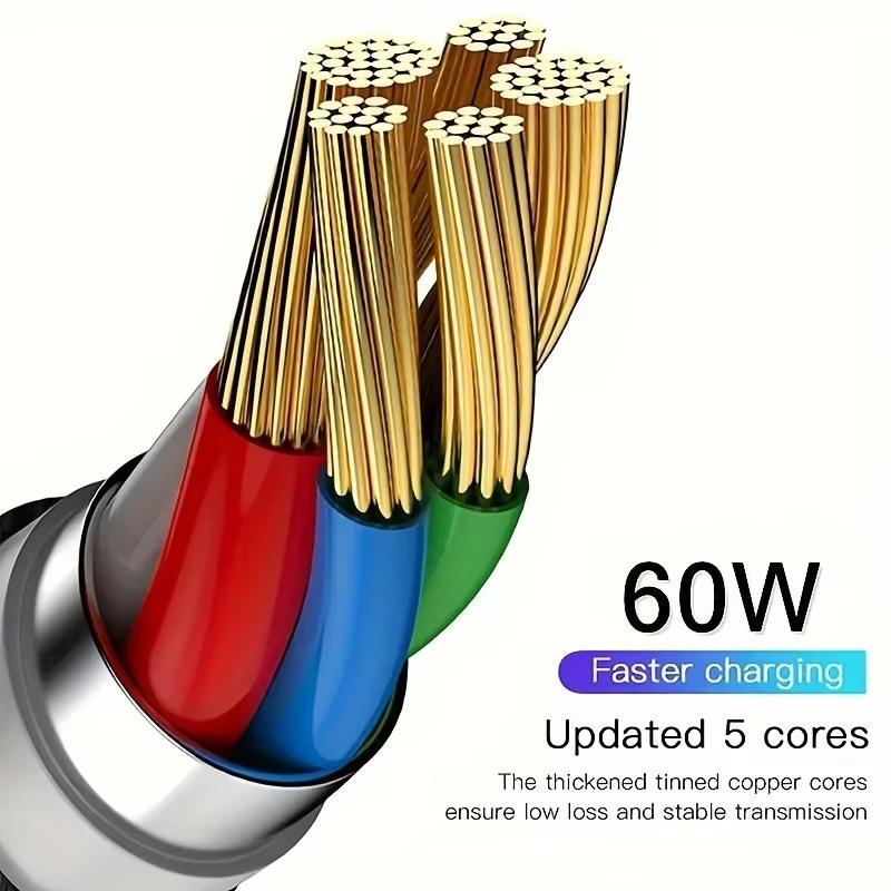 Nylon Braided 60W Type C Wire For iphone 15 16 17 pro max 1m 2m 3m USB C To Type C Fast Charge Cable for Samsung Xiaomi Huawei