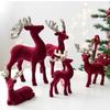 Wine Red Deer Ornaments Flocking Elk Ornament Creative Christmas Reindeer Ornaments  Xmas Party