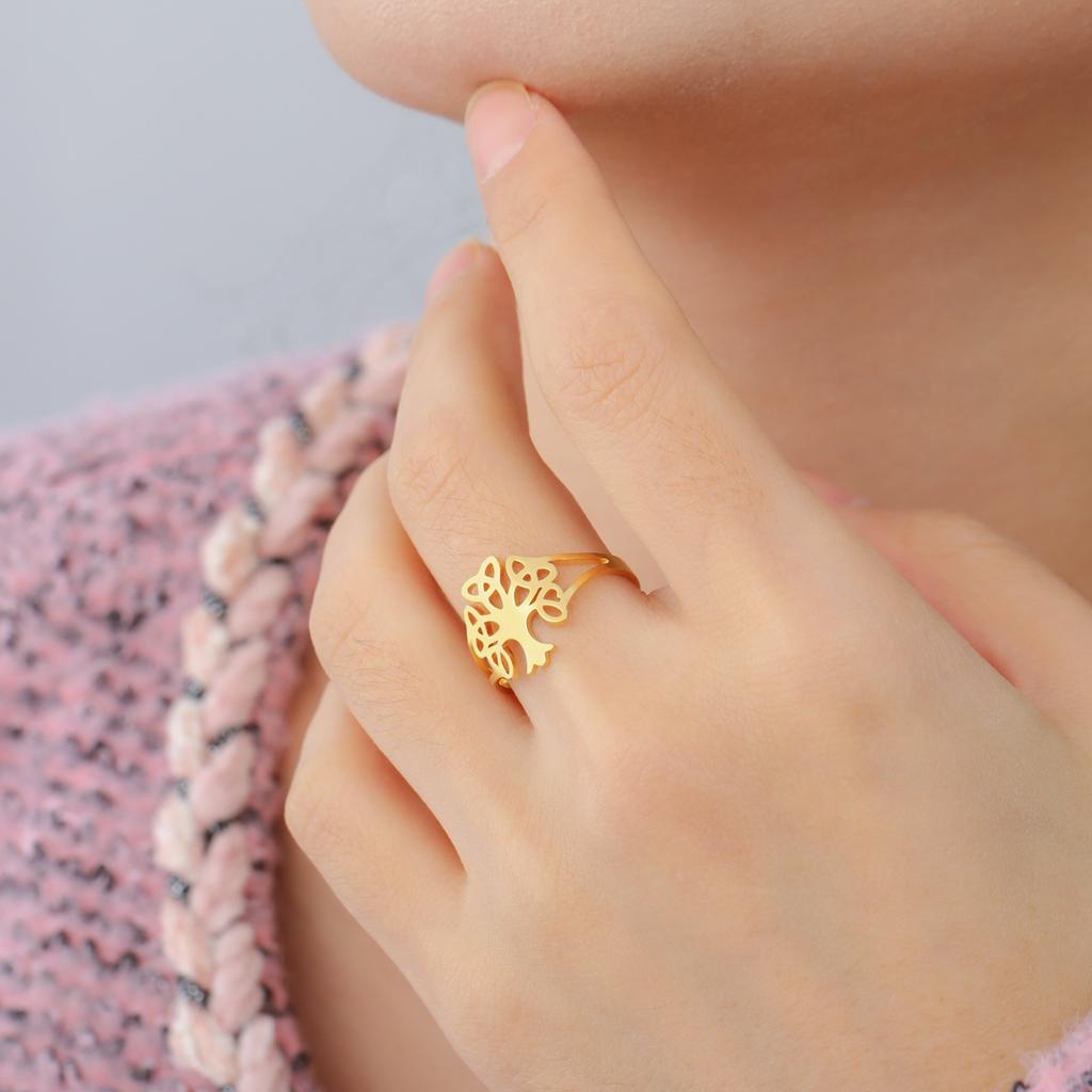 Кольцо для пары из нержавеющей стали с кельтским узлом, кольцо с деревом, амулет золотого цвета, ювелирные изделия, свадебный подарок, новый