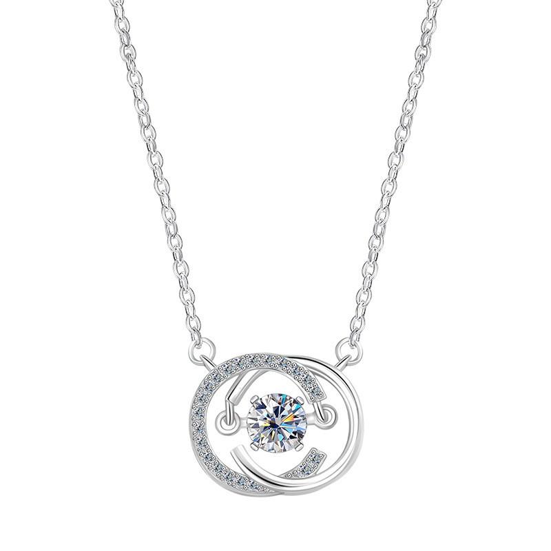 Womens Luxury Necklace Moissanite Pendant Clavicle Chain Stylish Daily Wear