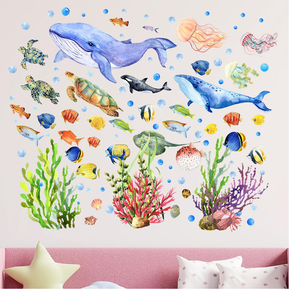 4 Pcs Ocean Fish Wall Decals, Ocean Wall Stickers, Self-adhesive Glow In The Dark Wall Decals Sea Animals Wall Stickers For Bathroom Bedroom Nursery