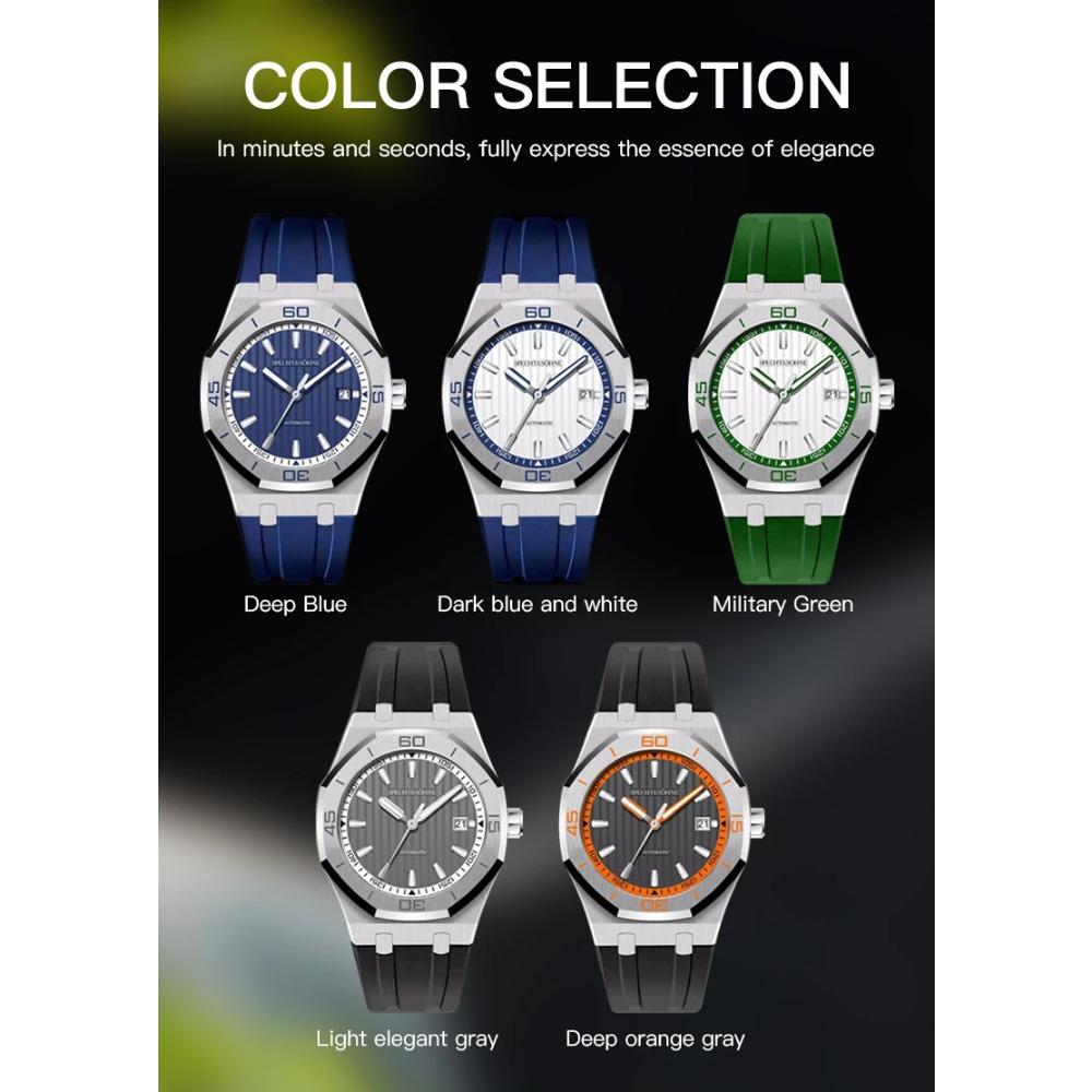 Specht & Sohne новые 40 мм мужские автоматические механические часы мужские роскошные часы из нержавеющей стали резиновые Relogio Masculino водонепроницаемые