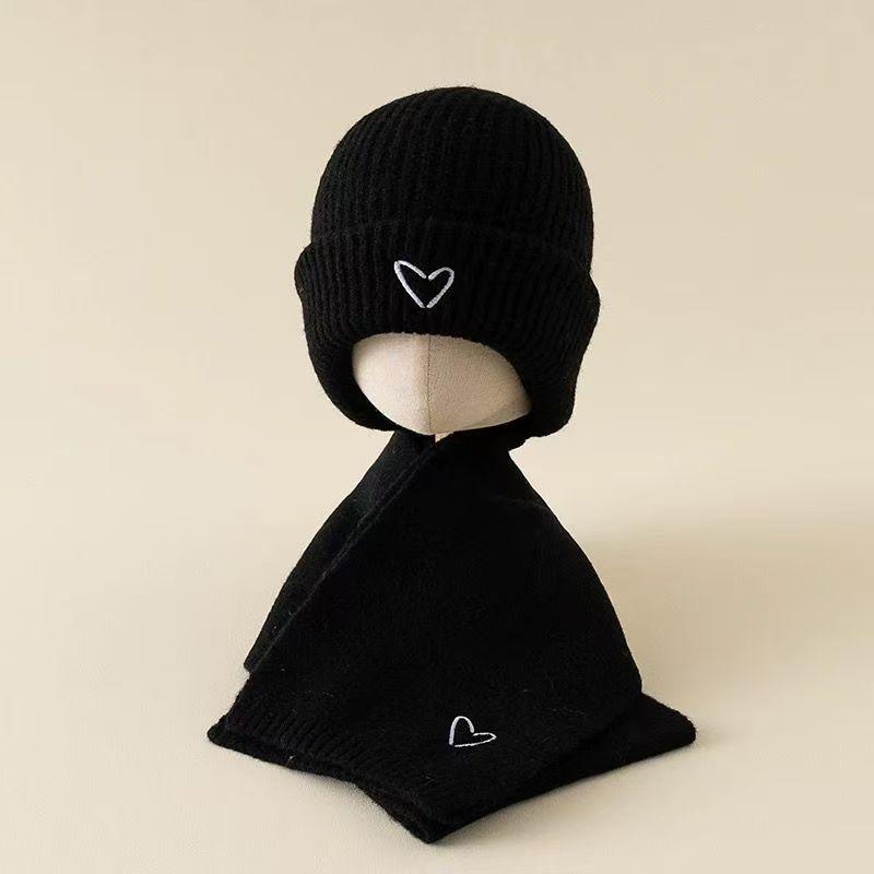 New children's hat set, scarf two-piece set, boys' knitted hat, fleece thickened girls' hat winter