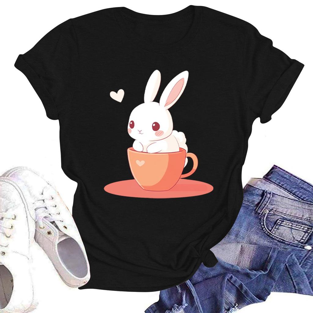 Женская повседневная футболка с круглым вырезом и короткими рукавами с принтом