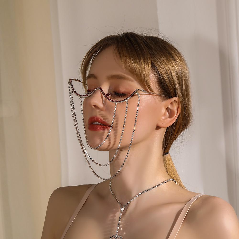Stonefans New Luxury Tassel Glasses Chains Frames Vintage Crystal for Women Girls Fashion Body Chain Harness Jewelry Decoration