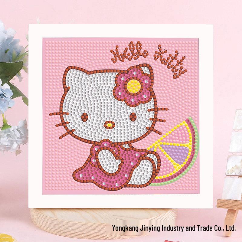 Детская алмазная мозаика Sanrio с наклейками-рамкой - Набор для самостоятельного изготовления, ручная работа, подарок