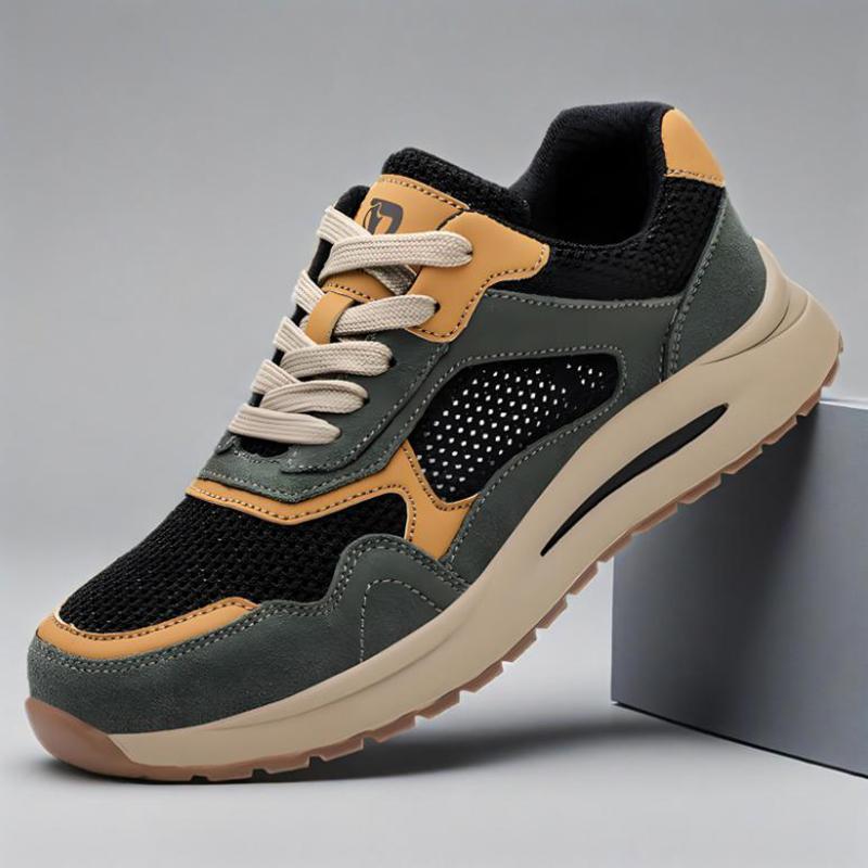 Oulylan Men'S Construction Safety Shoes Steel Toe Anti-Smash Anti-Puncture Breathable Summer Lightweight Work Boots