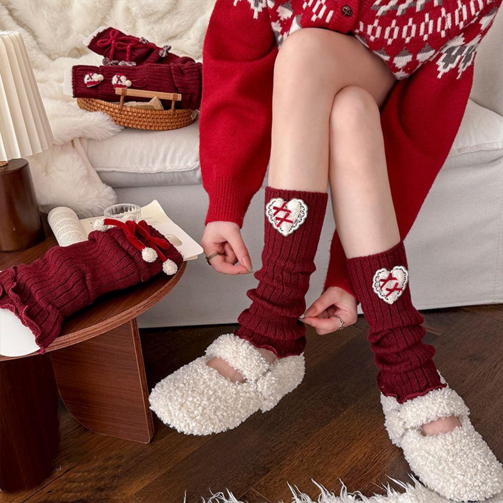 Bow Design Furry Leg Warmers Middle Tube Lolita Boots Cover Harajuku Warm Knee Sleeve Sleeping Use