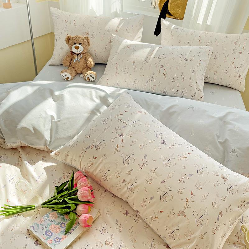 100% Cotton Bedding Four-piece Set, Skin-friendly, Breathable, Soft and Comfortable Bed Sheet Pillowcase, Quilt Cover Set