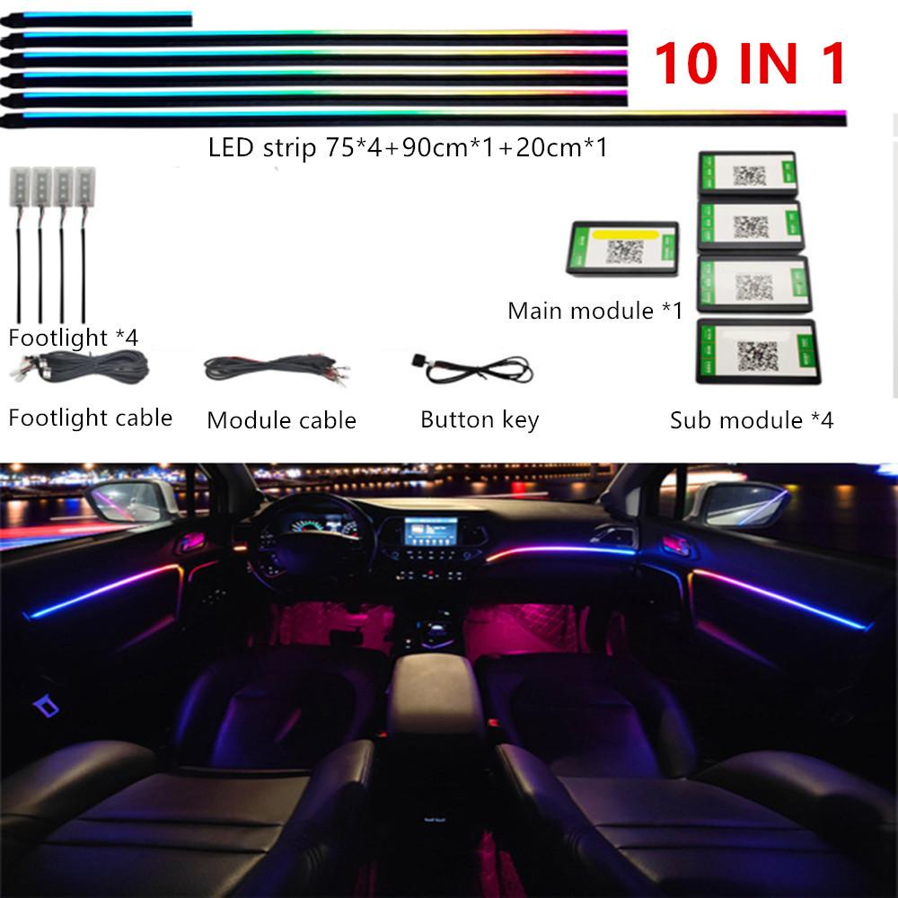 Универсальный светодиодный светильник Symphony Car Ambient Light 64 RGB Color Car Interior Acrylic Light Guide Decoration Atmosphere Light 18/10/6 в 1