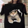 Cute Cat Print T-shirts For Women Summer Lovely Short Sleeve Casual Round Neck T-shirts Ladies Creative Personalized Tops