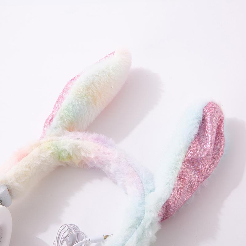 VAORLO Милые наушники с кроличьими ушками, проводные наушники AUX 3,5 мм, качественный звук, качающиеся уши с подушкой безопасности для детей, модные наушники для блоггеров