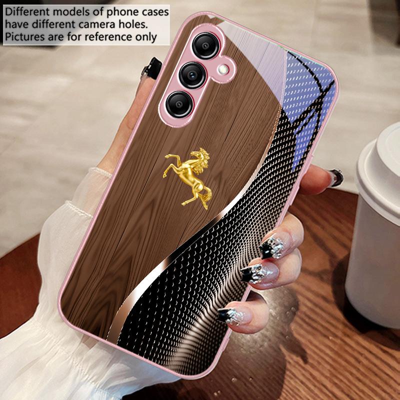 Деревянный зернистый Золотой конь Для Samsung A 73 72 71 70 56 55 54 53 52 51 50 42 35 34 33 32 31 26 25 24 23 22 30 20 стеклянный чехол для телефона