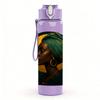 1PC African Lady Portrait Bust 750ml Color Plastic Sports Water Bottle Leakproof Flip Straw Lid For Sports Office Home Use