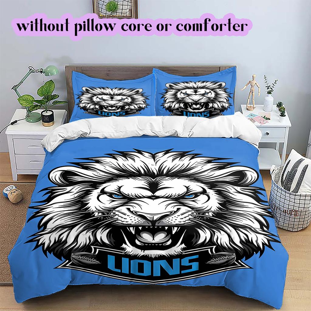football Logo Pattern Bedding Quilt Set Quilt Cover Pillowcase Home Decoration Birthday Gift (1*duvet cover+ 2*pillowcase, without core)
